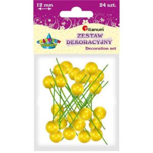 Kulki druciane Titanum Owoce Ostrokrzewu 12mm, Żółte, 24szt
